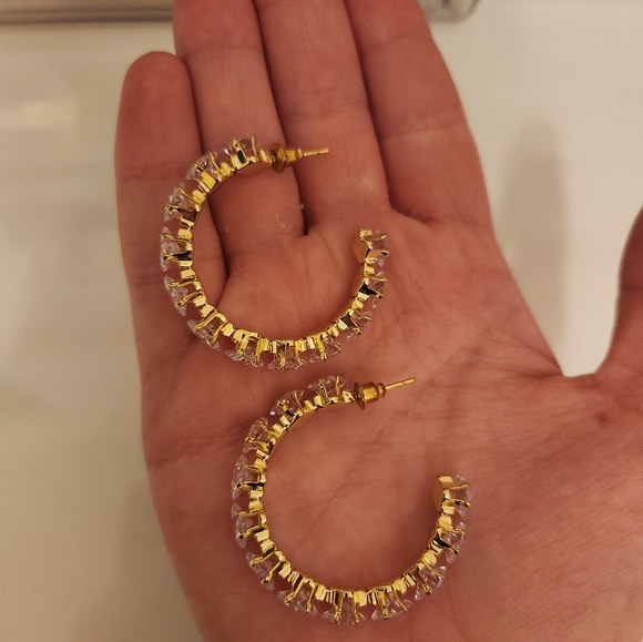 Chunky Diamond Hoops - Picture 3 of 4
